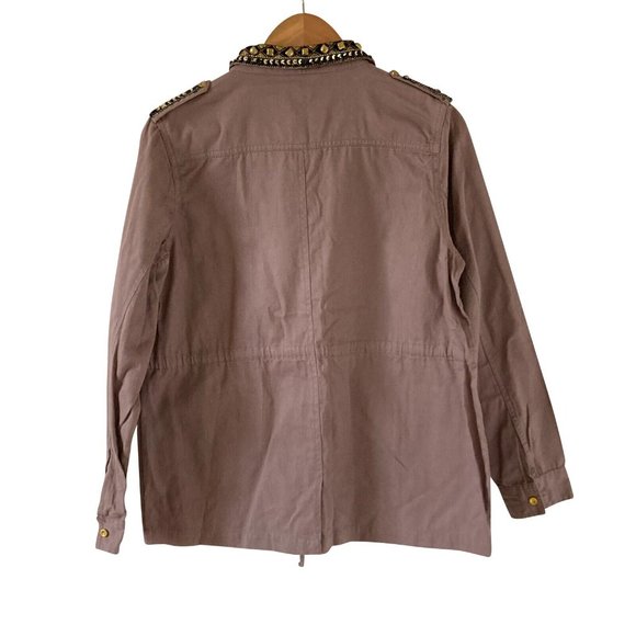 BNWT Innocence Clothing Women Dark Beige Embellished Border long Sleeve Jacket - Picture 2 of 12